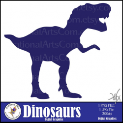 Dinosaur Silhouette T-Rex Navy Blue Digital Clipart - 1 png and 1 ...