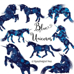 Unicorn clipart: Blue Unicorns unicorn graphics