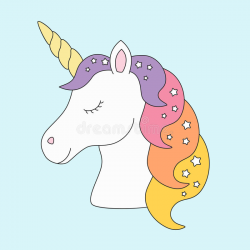 unicorn head clipart unicorn head sleeping cute in pastel colors ...
