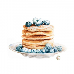 Pancakes and blueberries for breakfast on Behance | llustration food ...