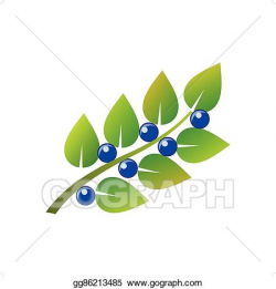Clip Art Vector - Blueberry branch. Stock EPS gg86213485 - GoGraph