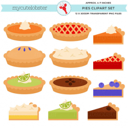 Pies Clipart Set - clip art set of pies, pumpkin, cherry, blueberry ...