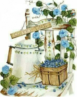 Coffee Time with blueberries painting by Diane Knott | printables ...