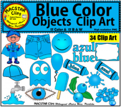 Blue Color Objects Clip Art English & Spanish Personal and ...
