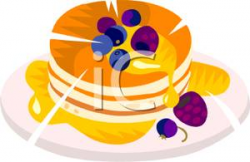 Stack of Blueberry Pancakes With Syrup - Royalty Free Clipart Picture