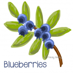 Blueberries Painting - Original art download 2 files, blueberry printable,  blueberry clip art