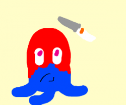 1000 degree octopus vs blunt knife - drawing by Tropper