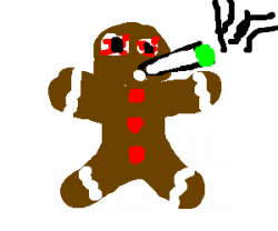 Christmas cookie smoking a fat blunt - drawing by Maciej