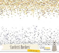 Confetti Border Clip Art Gold Glitter Border Clipart Silver