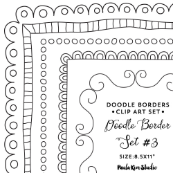 Doodle Border Clipart 8.5x11 Frame Clip Art Instant