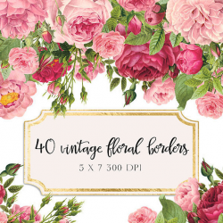 Vintage Floral Borders Clipart Shabby Chic Clipart flowers