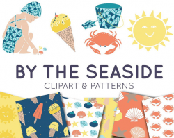 Seaside Clipart Set - Digital Paper - Beach Clipart - Shells Clip ...