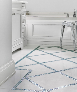 All About Glass Mosaic Tile Marble Bathroom Floor Aquamarine Borders ...