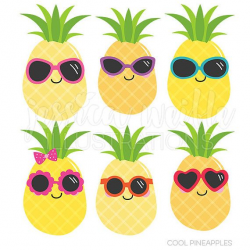 Cool Pineapples Cute Digital Clipart, Commercial Use OK, Pineapple ...