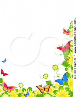 Spring Butterflies Border Clipart