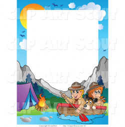 Clipart of a Boating Scouts by a Campground Frame and Wilderness ...