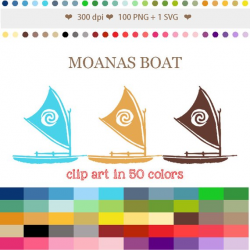 50 Colors Digital MOANAS BOAT Clipart Moanas Boat Clip Art