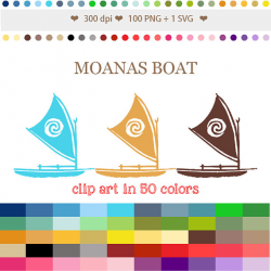 50 Colors Digital MOANAS BOAT Clipart Moanas Boat Clip Art Rainbow ...