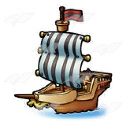 Abeka | Clip Art | Old-Fashioned Ship—with a sail and a gold figurehead