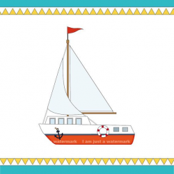Printable Sailing Boat - Clipart, A4, colored and black lines, card ...