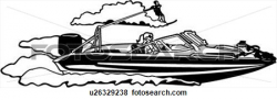 Ski Boat Graphic Clipart