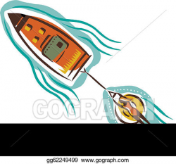 Drawing - A woman on an inner tube attached to a boat. Clipart ...