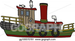 Vector Clipart - Funny old steam tug boat. Vector Illustration ...