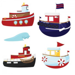 Premium Nautical Tugboat Clipart - Digital Scrapbooks, Tug Boats Clip Art