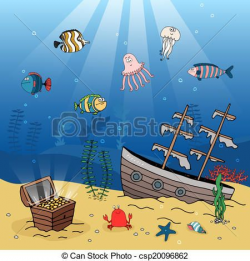 free sunken ship clip art | Underwater illustration of a ...