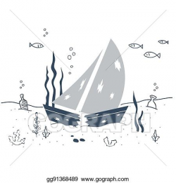 Vector Art - Shipwreck, sunken boat underwater. Clipart Drawing ...