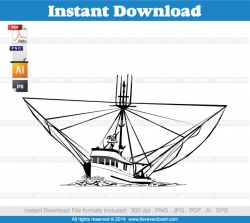 Shrimp boat Clipart Commercial Free Use vector graphics