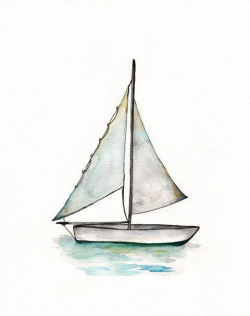 Sailboat art, watercolor print, wall art, beach art, boat painting ...