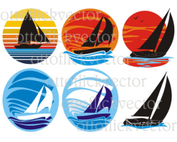 SAILBOAT VECTOR CLIPART, sailing, boat, yacht silhouettes, icon ...