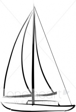 Black and White Sail Boat Clipart | Nautical Wedding Clipart