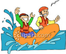 Boys Riding In a Boat - Royalty Free Clipart Picture