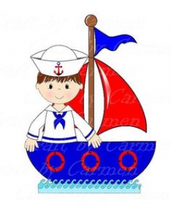 Sailor clip art boat baby boy cute sailor ahoy by CraftbyCarmen | MY ...