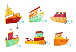 Flat Vector Set of Small Wooden Boats by Top_Vectors | GraphicRiver