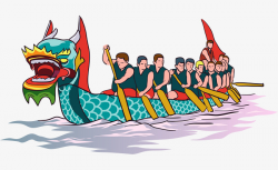 Dragon Boat Race, Vector Material, The Team, Green Dragon Boat PNG ...