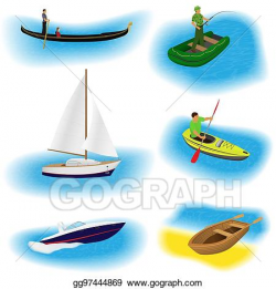 Vector Clipart - Set of six different kind boats isolated on a white ...