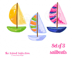 Preppy Sailboat clip art Preppy boat clip art Original Art