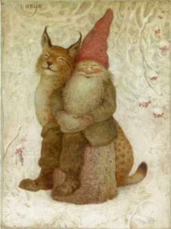 Elf and Bobcat by Artist L. Helje http://farmhousenotforgotten ...