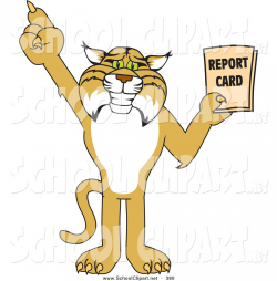 Clip Art of a Happy Bobcat Character Holding a Report Card by ...