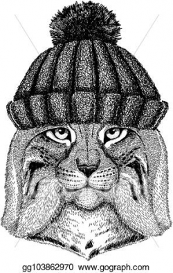 Vector Art - Wild cat lynx bobcat trot cool animal wearing ...
