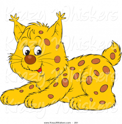 Critter Clipart of a Cute Playful Spotted Bobcat Cub Crouching by ...