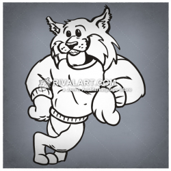 BOBCAT LEANING Mascot Image Leaning for School T-shirt Design.