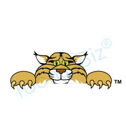 Wildcat Mascot Peeking Over Clip Art Graphic