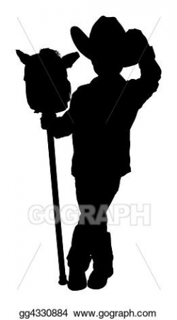 Stock Illustration - Silhouette with clipping path of little cowboy ...