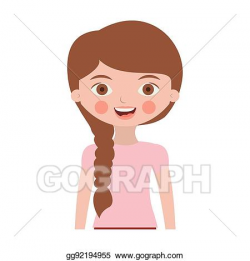 Vector Art - Half body cute girl with braided hair. Clipart Drawing ...