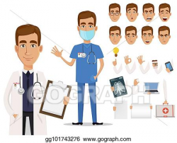 Vector Illustration - Young professional doctor, pack of body parts ...