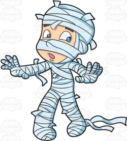 A boy wrapped in muslin pretending to be a mummy #cartoon ...